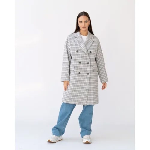 Пальто  Modress зимнее, силуэт прямой, удлиненное, размер 54, серый