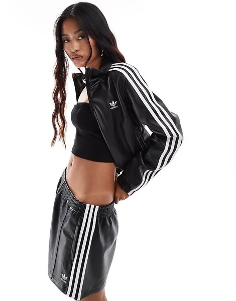 Черная спортивная куртка из искусственной кожи adidas Originals