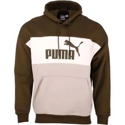 Puma Ess+ Colorblocked Pullover Hoodie Mens Green Повседневная верхняя одежда 67461262