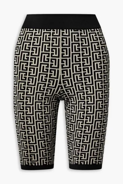 Шорты жаккардовой вязки из смесовой шерсти Balmain, черный