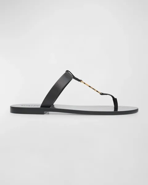 Мужские кожаные шлепанцы Pepe 05 YSL Saint Laurent, цвет Nero