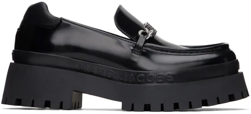 Черные лоферы 'The Leather Barcode Monogram' Marc Jacobs