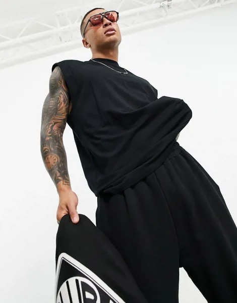 Черная oversized-майка из органического хлопка ASOS DESIGN-Черный цвет