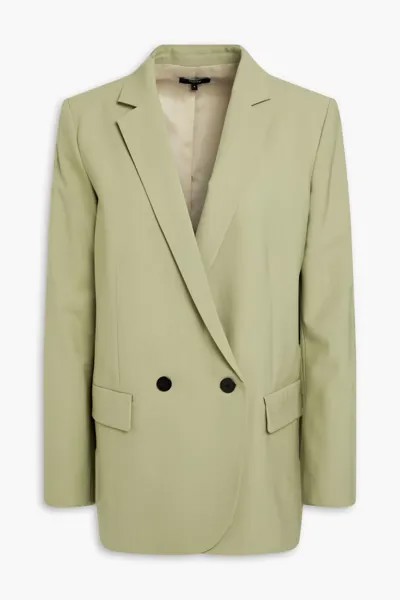 Двубортный пиджак из смесовой шерсти Theory, зеленый шалфей