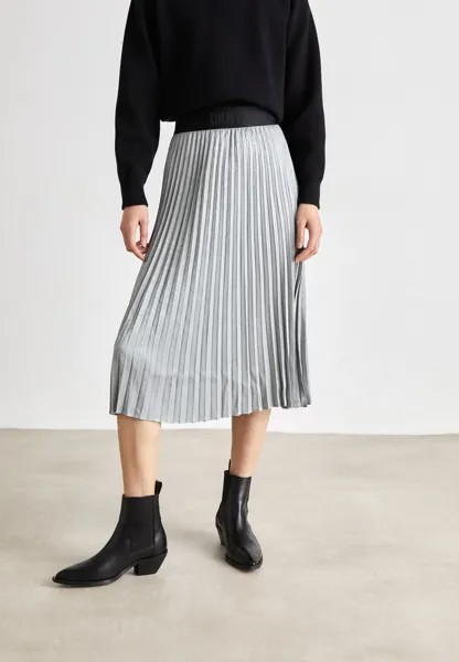 Юбка плиссе JACQUARD PLEATED MIDI SKIRT DKNY, серебро