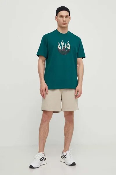 Хлопковая футболка adidas Originals, зеленый