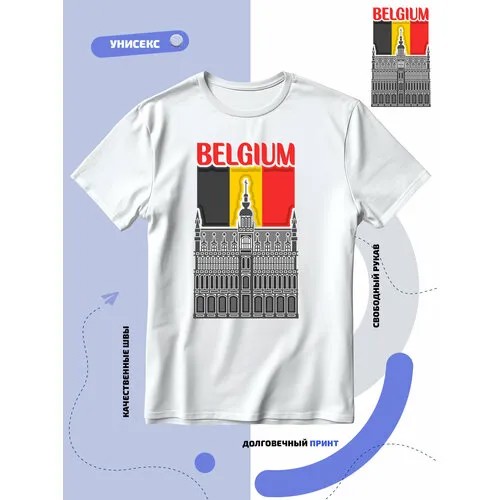 Футболка SMAIL-P флаг Бельгии-Belgium и достопримечательность, размер 4XS, белый