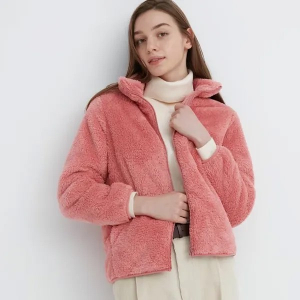Толстовка Uniqlo Fluffy Fleece Zipped, розовый