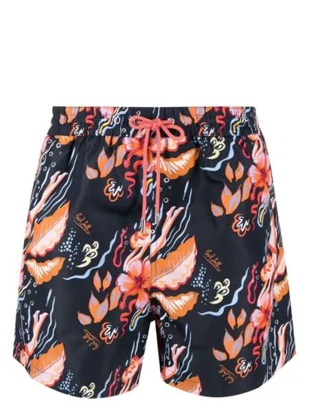 Paul Smith плавки-шорты Hawaii с цветочным принтом, синий