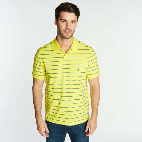 Мужская футболка-поло классического кроя Nautica в полоску, цвет Blazing Yellow