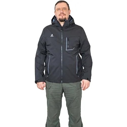 Куртка AZIMUTH, средней длины, силуэт прямой, водонепроницаемая, утепленная, подкладка, карманы, ветрозащитная, светоотражающие элементы, мембранная, размер 54, черный