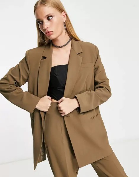 Only – Элегантный пиджак коричневого цвета мокко, комбинированная модель