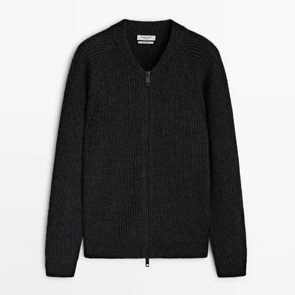 Кардиган Massimo Dutti Zip-up Knit - Studio, черный