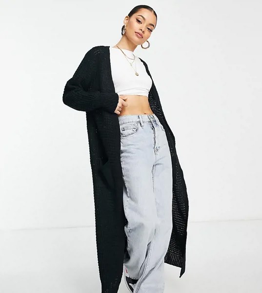 Черный длинный кардиган с карманами Parisian Petite