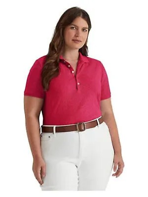 LAUREN RALPH LAUREN Женская розовая футболка-поло с короткими рукавами и воротником 2X