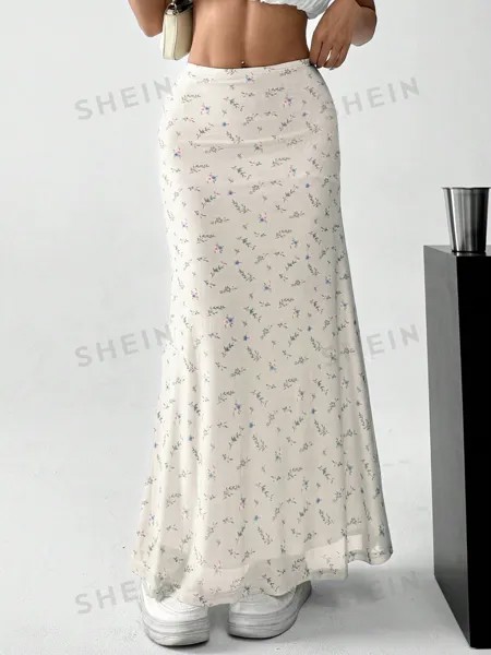 EZwear Женская повседневная юбка с цветочным принтом Shein, абрикосовый