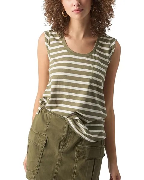 Футболка Sanctuary Traveler Twist Sleeve, цвет Light Ecru Olive Stripe