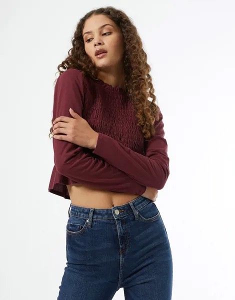 Бордовый лонгслив с отделкой Miss Selfridge-Красный