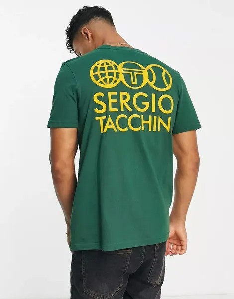 Sergio Tacchini – зеленая футболка с принтом на спине