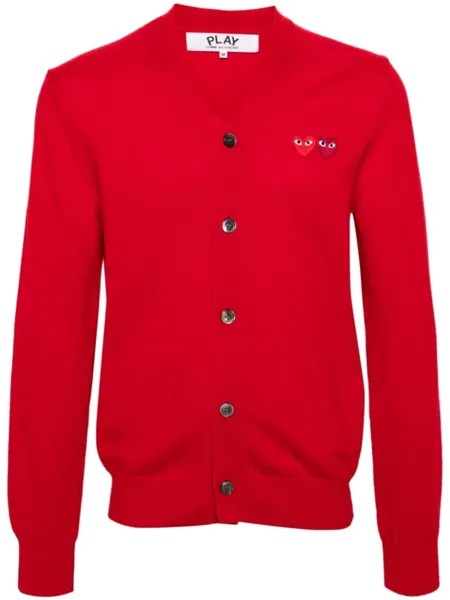 Comme Des Garçons Play шерстяной кардиган с нашивками, красный