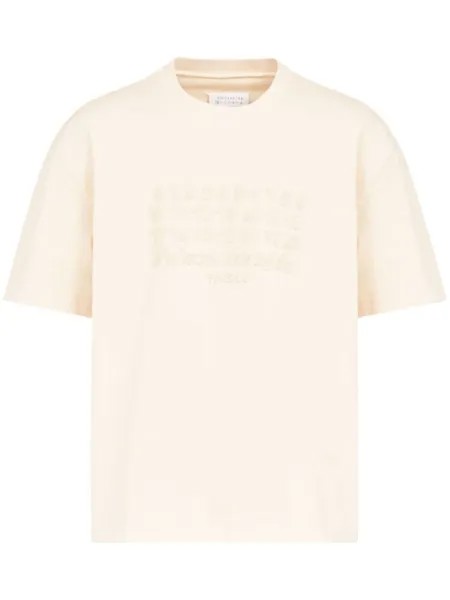 Maison Margiela футболка с вышивкой, нейтральный цвет