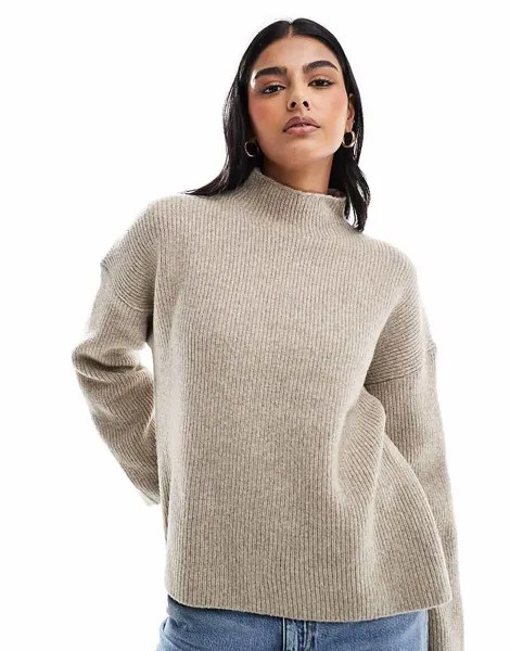 Abercrombie & Fitch – светло-серый свитер с высоким воротником