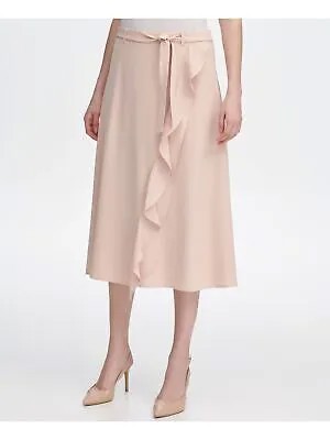 CALVIN KLEIN Женская розовая юбка миди с рюшами и поясом из искусственного запаха. Размер: 8