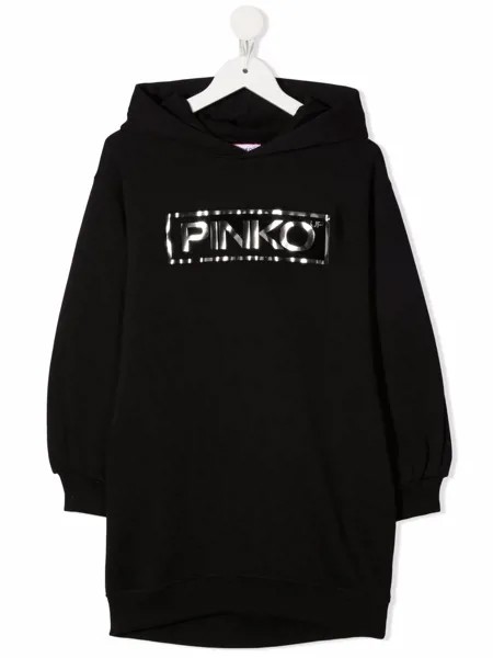 Pinko Kids платье-свитер с логотипом металлик