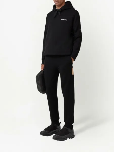 Burberry спортивные брюки со вставками в клетку, черный