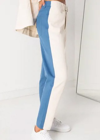 Джинсы в винтажном стиле из денима в стиле колор блок от комплекта Daisy Street-Голубой
