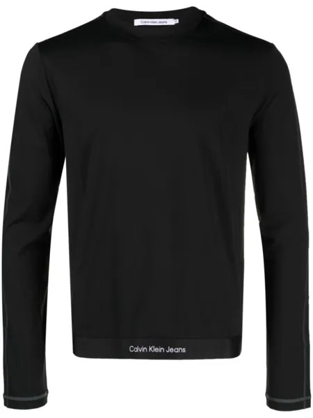 Calvin Klein Jeans футболка с длинными рукавами и логотипом, черный