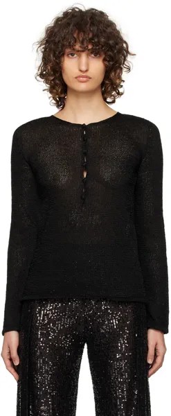 Черная блестящая футболка с длинным рукавом TOM FORD