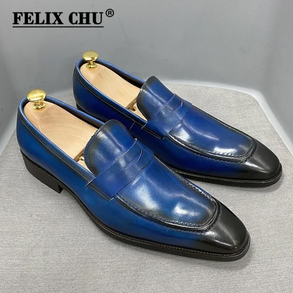 Классические мужские мокасины больших размеров из натуральной кожи синие коричневые деловые классические туфли для мужчин ручной работы слипоны мужская обувь