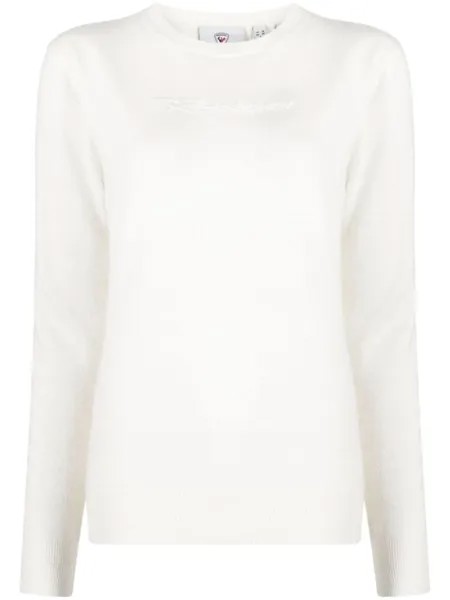 Rossignol logo-embroidered crew-neck jumper, белый