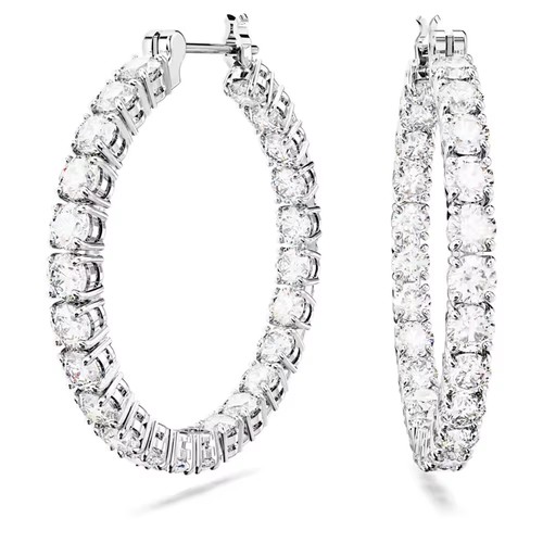 Серьги конго SWAROVSKI, кристаллы Swarovski, размер 30 мм, серебристый