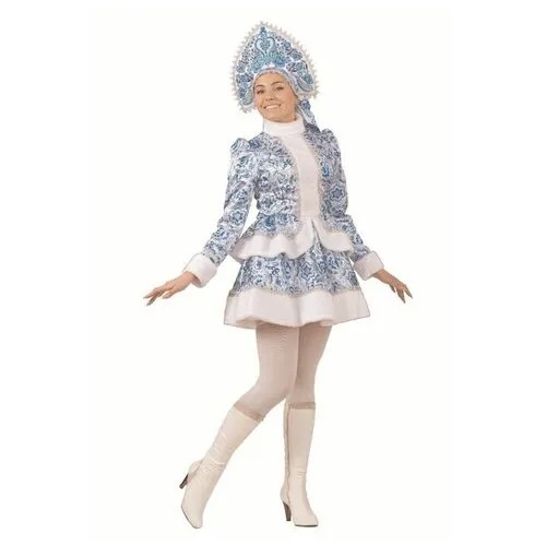 Карнавальный костюм «Снегурочка», голубые узоры, размер 46, рост 170 см