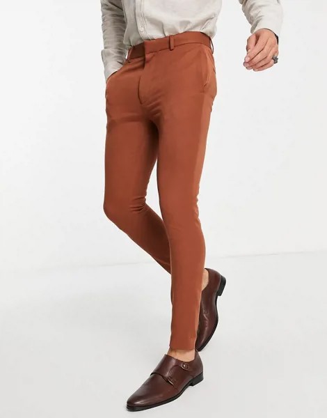 Супероблегающие брюки рыжего цвета в строгом стиле ASOS DESIGN-Auburn