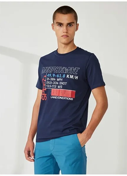 Однотонная мужская футболка с круглым вырезом темно-синего цвета RODE T-SHIRT Murphy&Nye, темно-синий