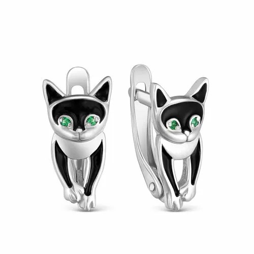 Серьги VALTERA, серебро, 925 проба, черный, серебряный