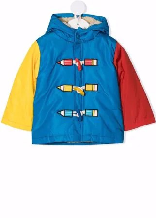 Stella McCartney Kids пальто в стиле колор-блок с капюшоном