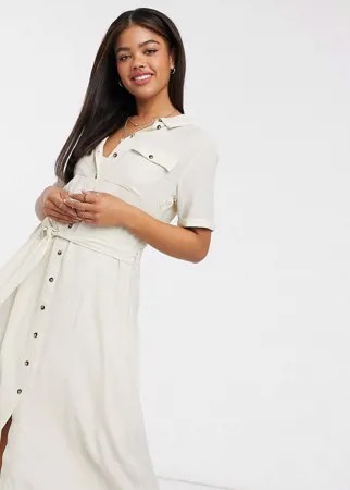 Кремовое платье макси Object Felia-Белый
