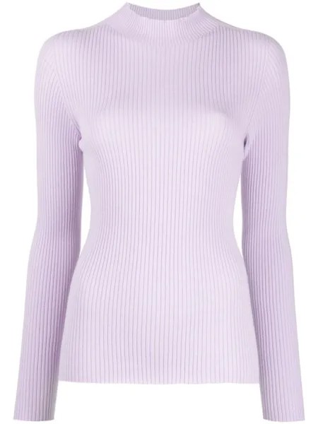 TWINSET джемпер в рубчик с логотипом, фиолетовый