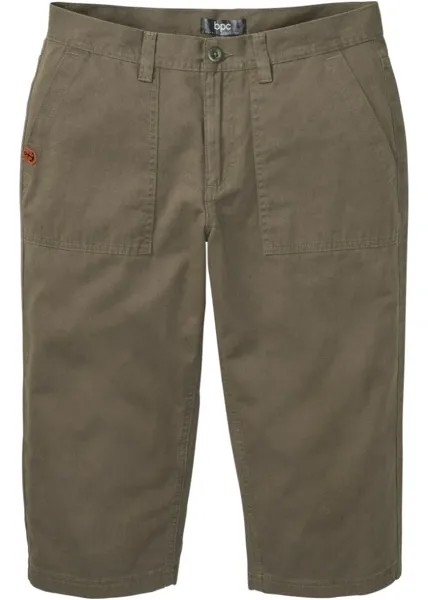 Длинные шорты с накладными карманами стандартного кроя Bpc Bonprix Collection, зеленый