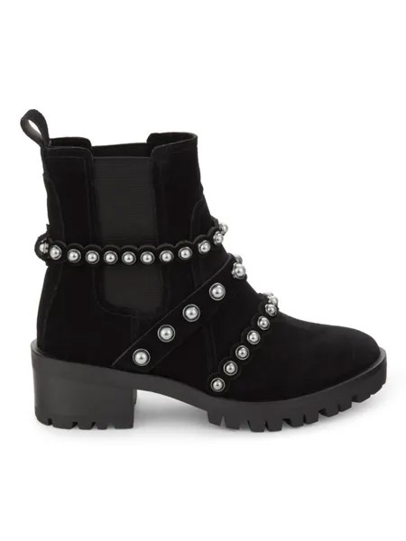 Замшевые ботинки челси Pia с шипами из искусственного жемчуга Karl Lagerfeld Paris, черный