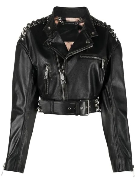 Philipp Plein укороченная куртка с заклепками-шипами, черный