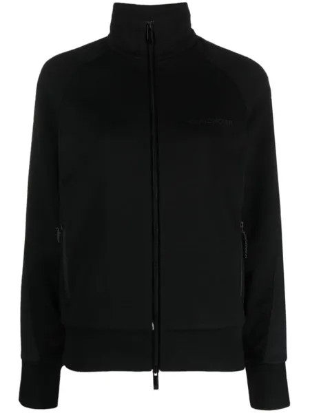 Moncler куртка с вышитым логотипом и высоким воротником, черный