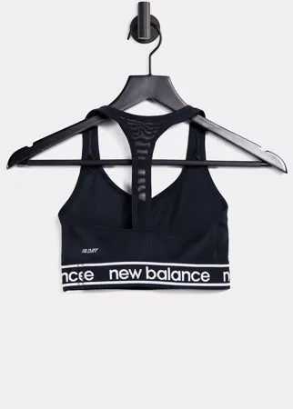 Черный спортивный бюстгальтер New Balance Running Pace 2.0