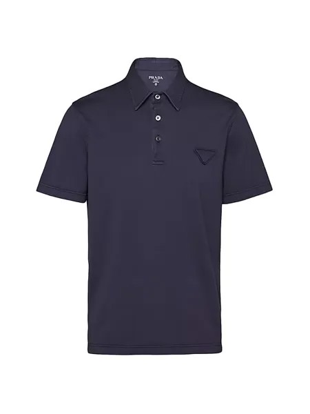 Хлопковая рубашка-поло с короткими рукавами Prada, синий