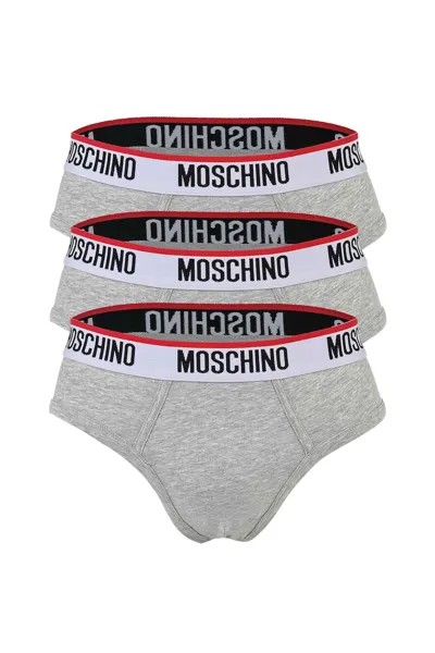 Трусы с логотипом, 3 пары Moschino Underwear, серый