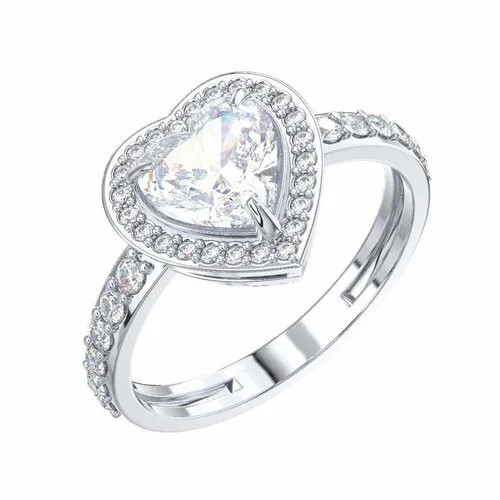Кольцо Яхонт, серебро, 925 проба, фианит, размер 16, бесцветный